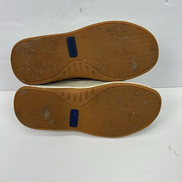 Lands End Boat Shoes Women's 7B Beige Leather Cushioned Insole Casual Slip On - Picture 11 of 14